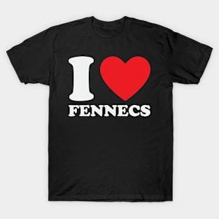 I Love Fennecs Animals Foxes Funny Cute Heart T-Shirt